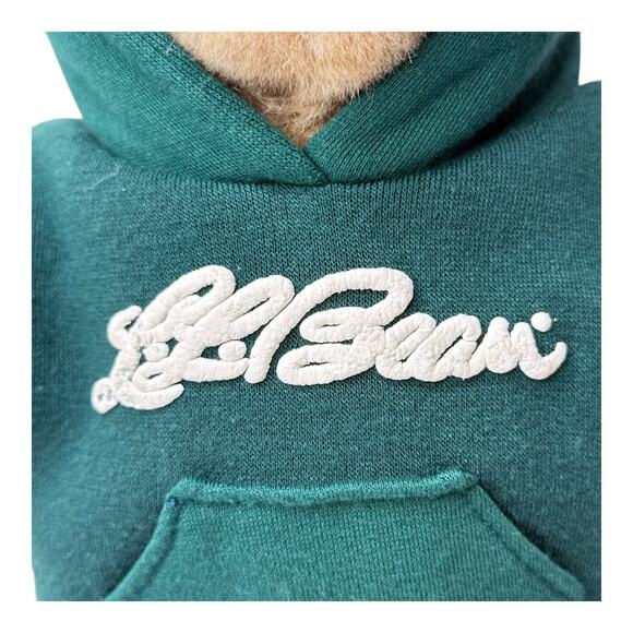 VTG LL Bean Ellie TEDDY BEAR 15” Plush In Green Hoodie Sweatshirt Stuffed Animal - Picture 3 of 11